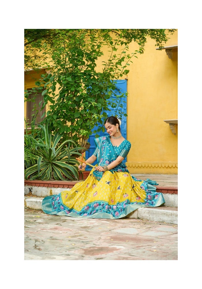Malishka Export Lehenga Choli Set for Women in Yellow - Image 3